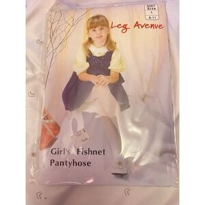 Girls White Fishnet Tights Size ‎ Large 8-11 By Leg Avenue